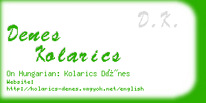 denes kolarics business card